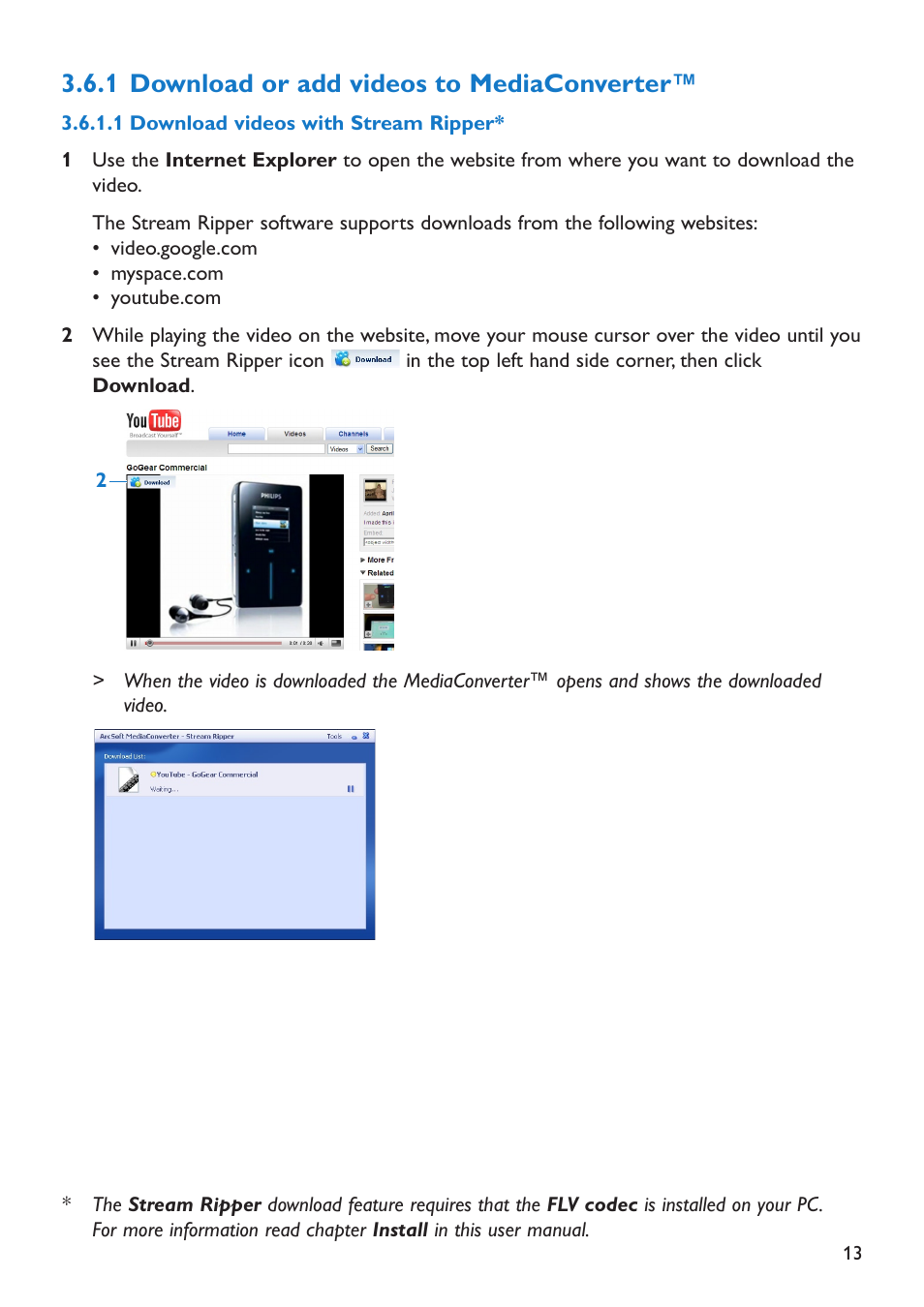 1 download or add videos to mediaconverter, Download or add ideos to mediaconerter | Philips SA5285BT User Manual | Page 18 / 49