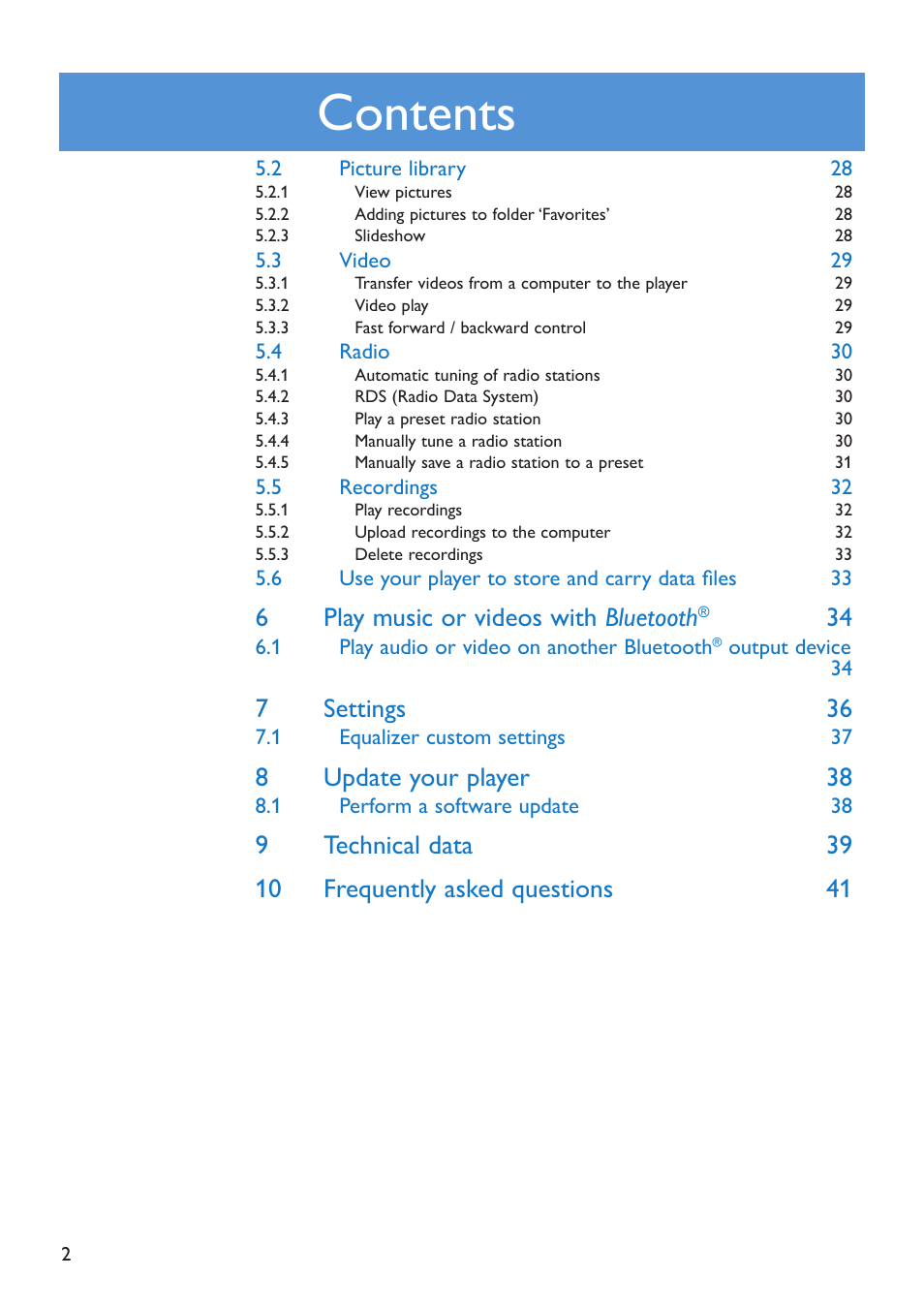 Philips SA5285BT User Manual | Page 7 / 49