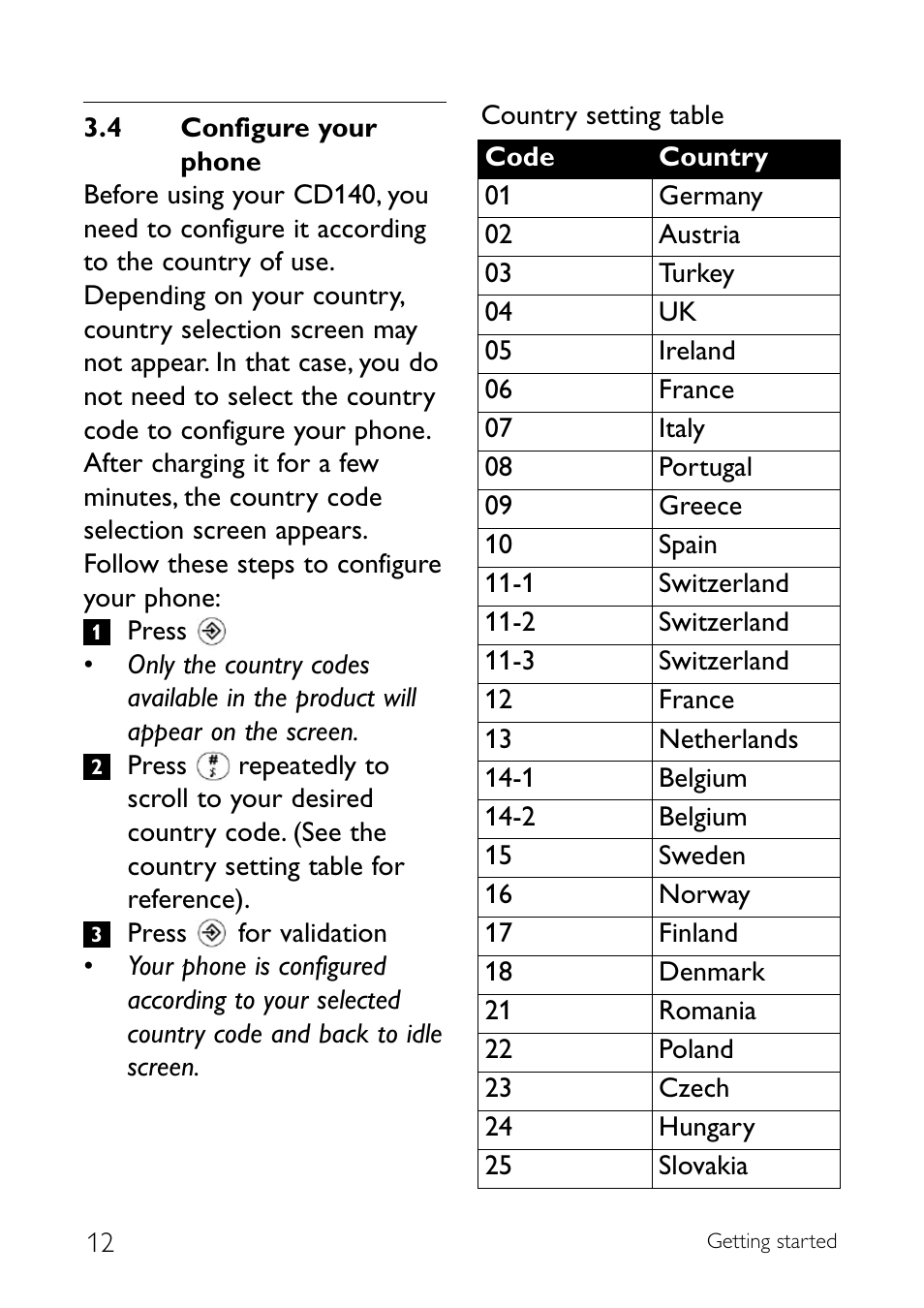 4 configure your phone, Configure your phone | Philips CD140 User Manual | Page 14 / 32