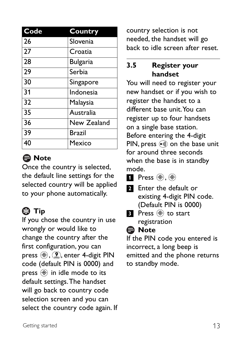 5 register your handset, Register your handset | Philips CD140 User Manual | Page 15 / 32