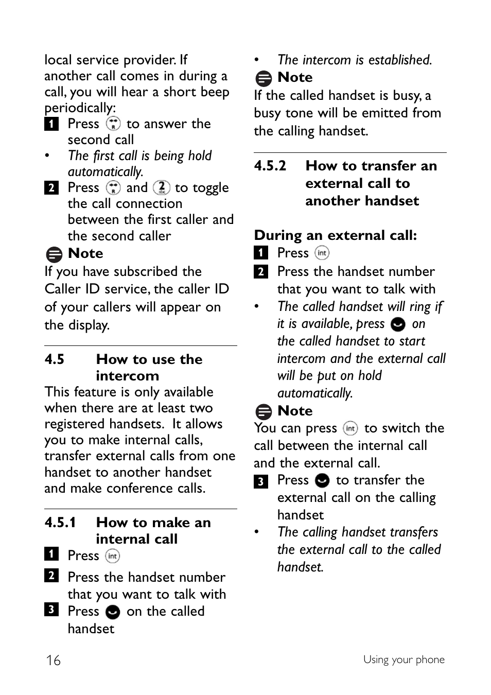 5 how to use the intercom, How to use the intercom | Philips CD140 User Manual | Page 18 / 32