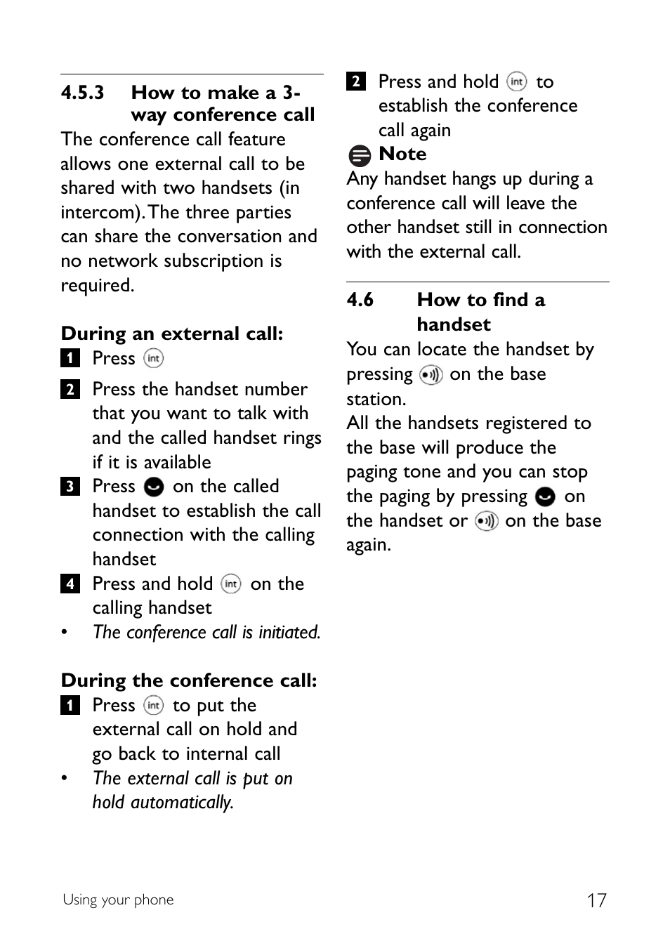 6 how to find a handset, How to find a handset | Philips CD140 User Manual | Page 19 / 32