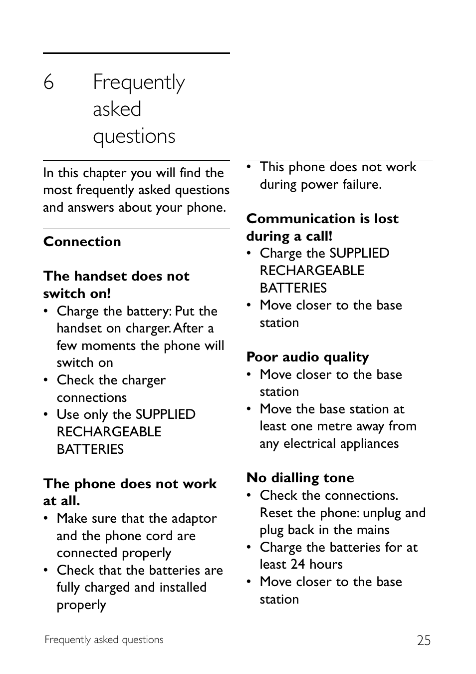 6 frequently asked questions, Frequently asked questions, 6frequently asked questions | Philips CD140 User Manual | Page 27 / 32