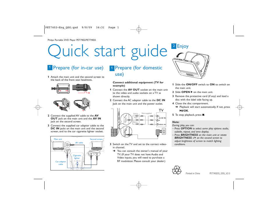 Philips PET7402S User Manual | 1 page