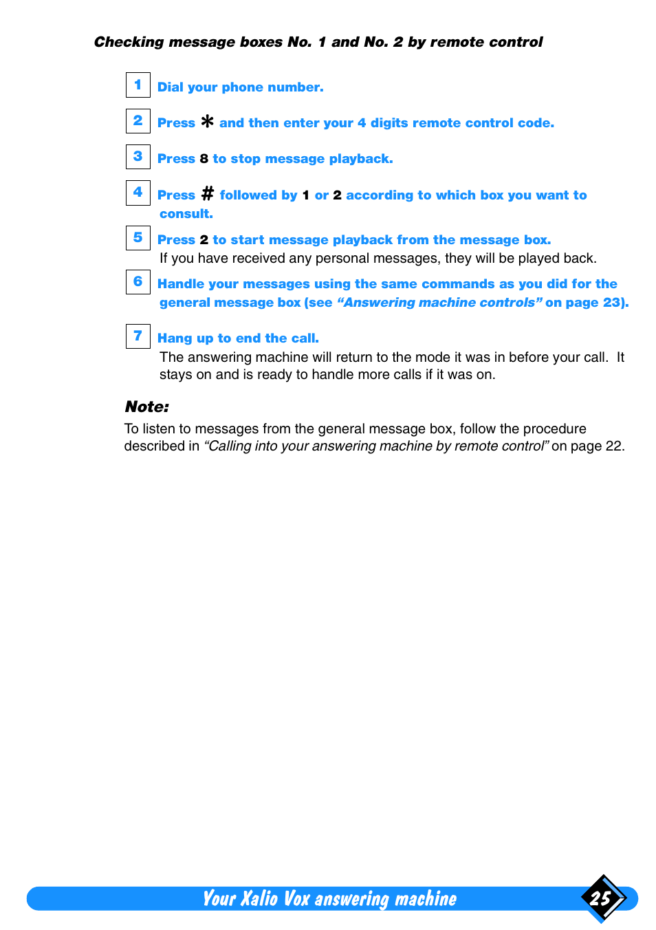 Your xalio vox answering machine 25 | Philips Xalio Vox User Manual | Page 29 / 49