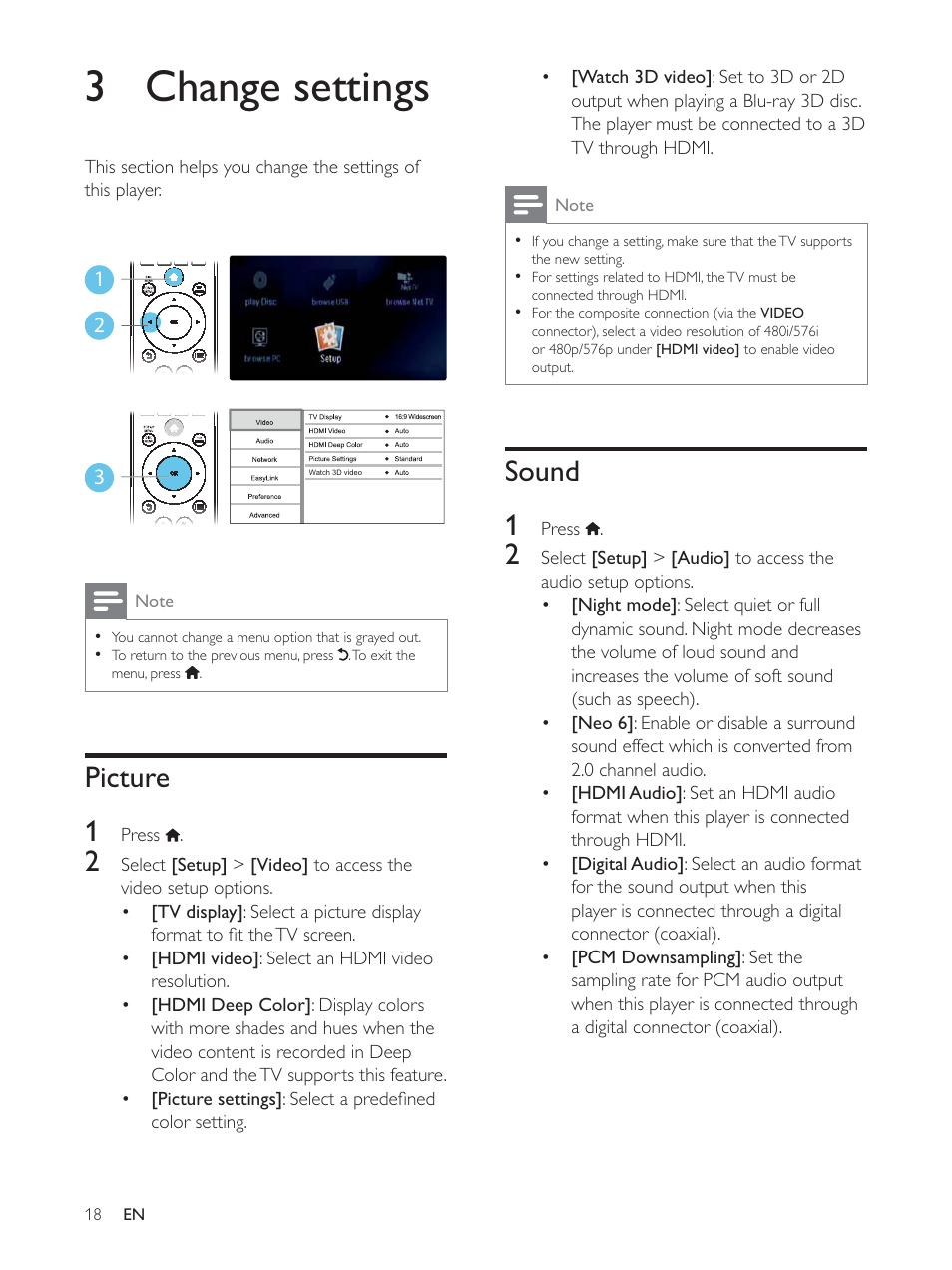 3 change settings | Philips BDP5510 User Manual | Page 17 / 26