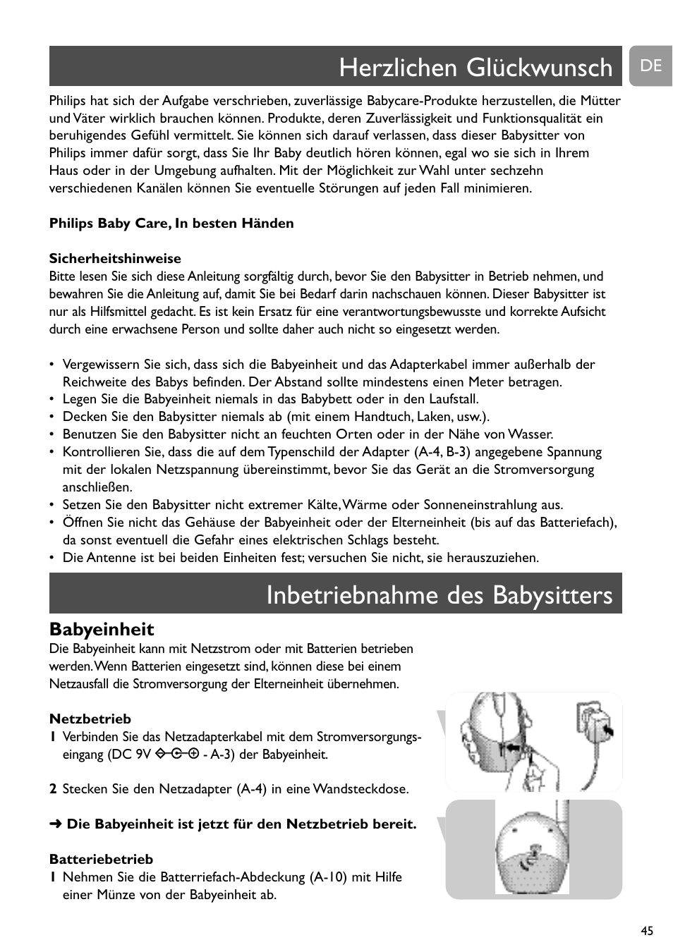Babyeinheit | Philips SCD468 User Manual | Page 45 / 173