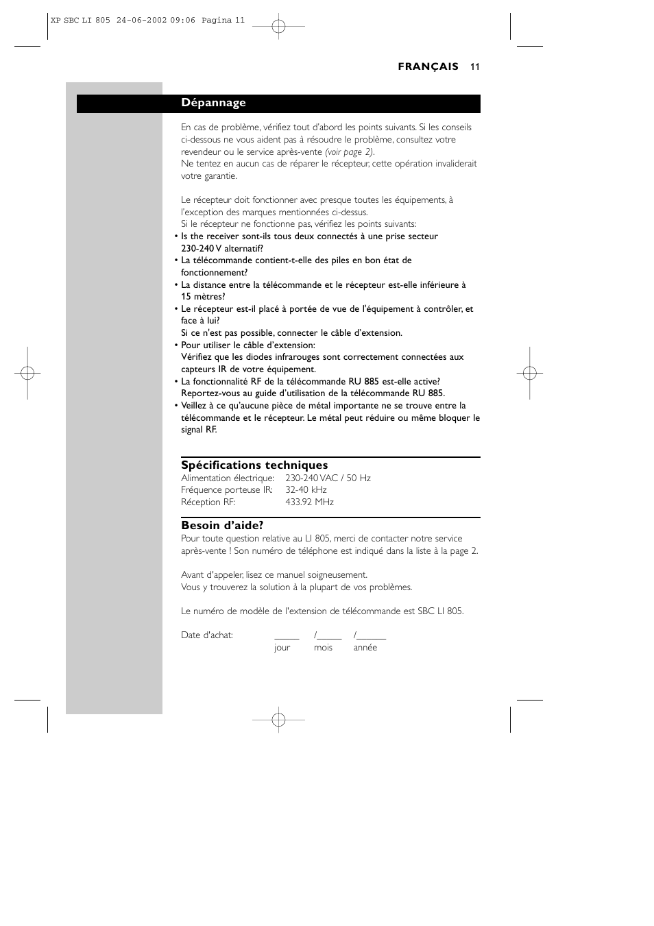 Philips SBCLI805 User Manual | Page 11 / 52