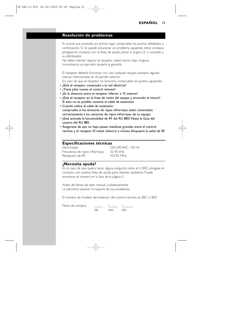 Philips SBCLI805 User Manual | Page 15 / 52