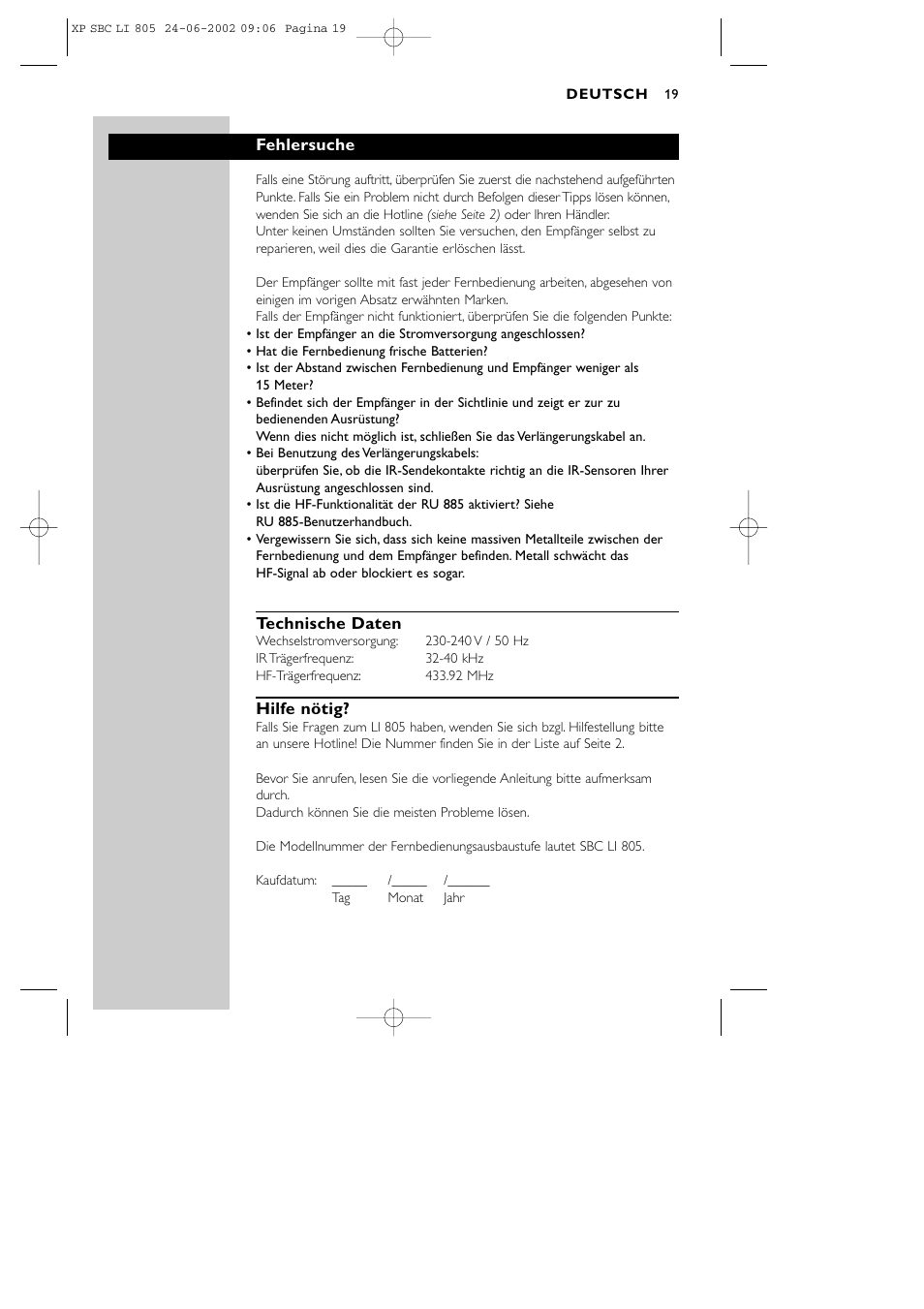 Philips SBCLI805 User Manual | Page 19 / 52