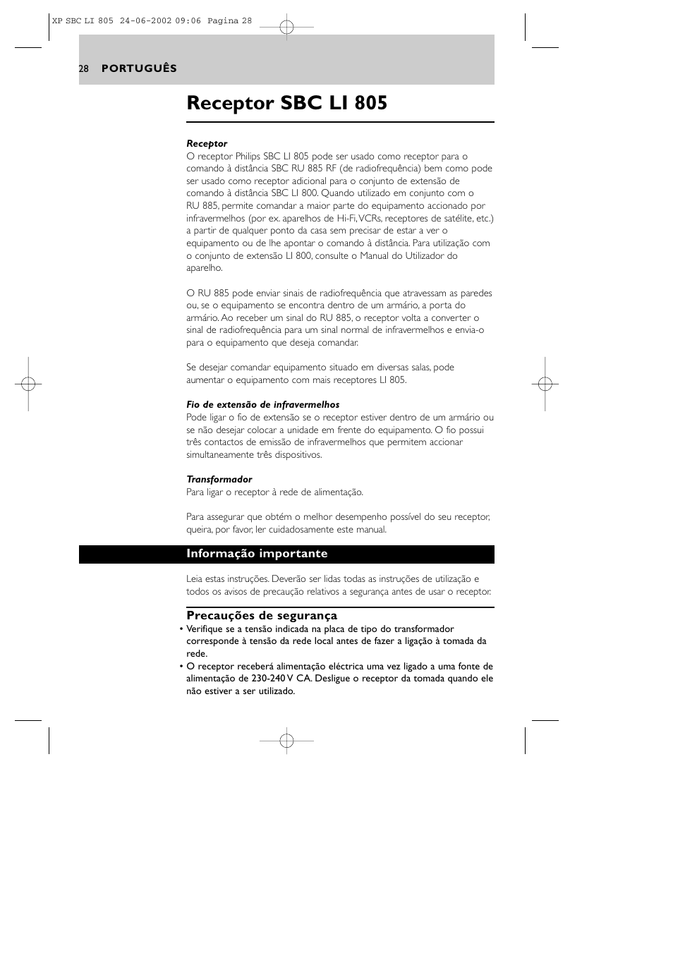 Receptor sbc li 805 | Philips SBCLI805 User Manual | Page 28 / 52