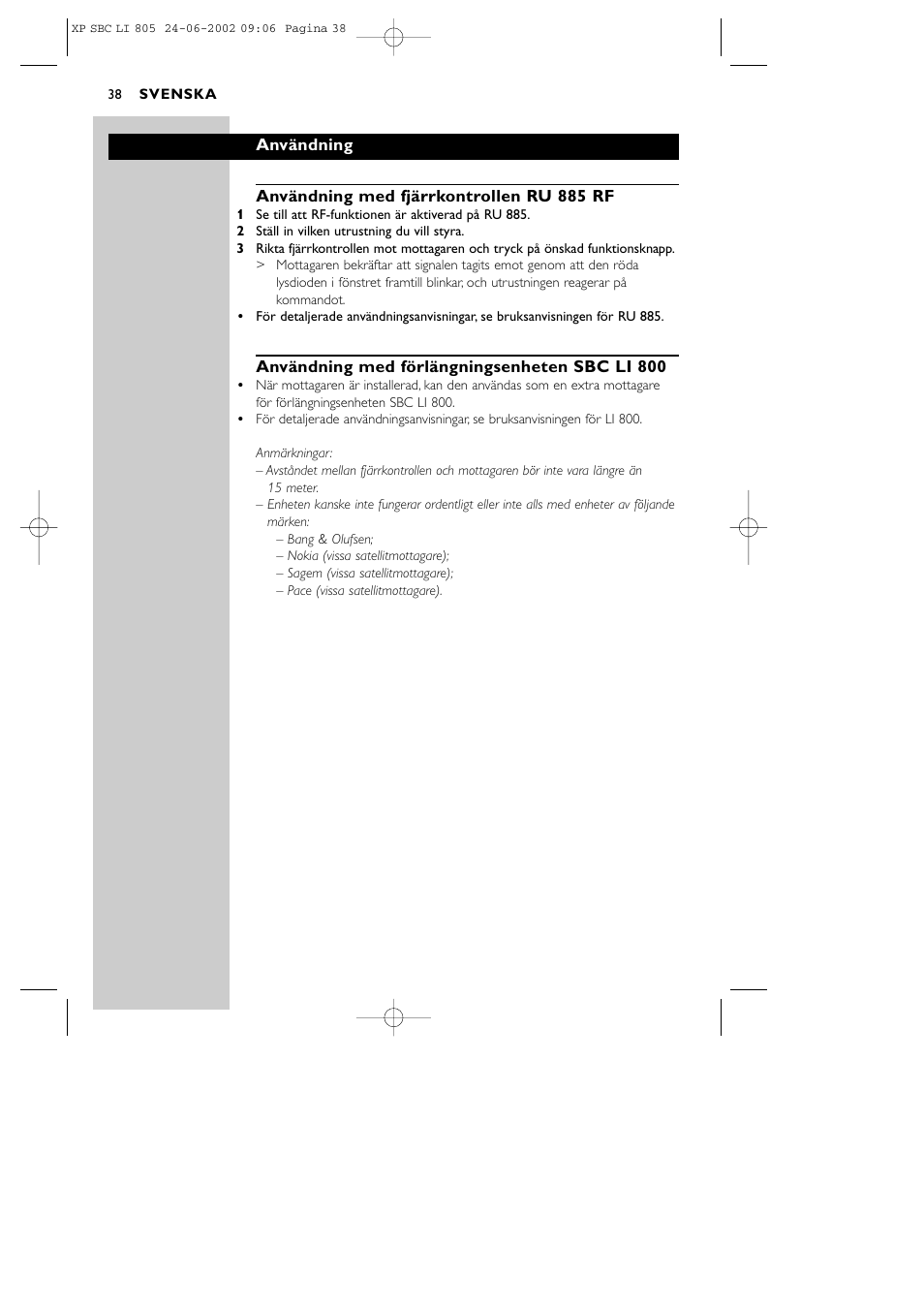 Philips SBCLI805 User Manual | Page 38 / 52