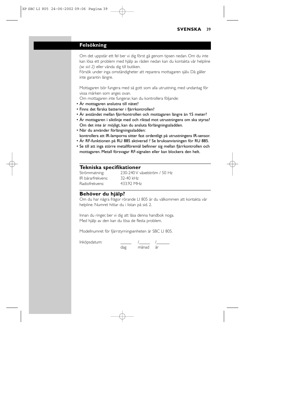 Philips SBCLI805 User Manual | Page 39 / 52