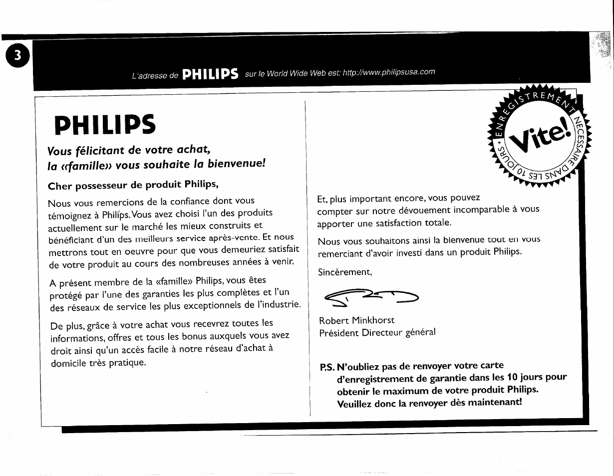 Rs. n’oubliez pas de renvoyer votre carte, Philips | Philips FWC380 User Manual | Page 127 / 180