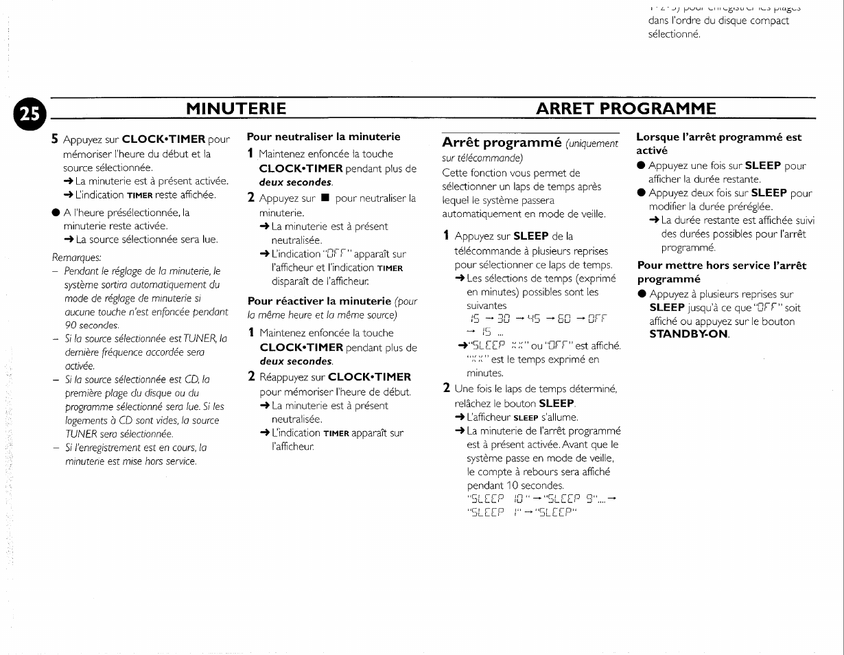 Arret programme, Minuterie arret programme, Arrêt programmé | Philips FWC380 User Manual | Page 171 / 180