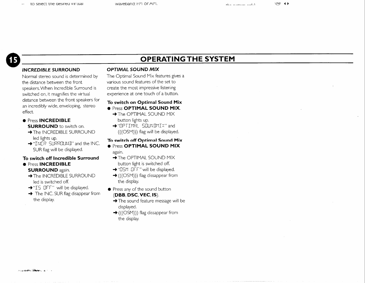 Operating the system | Philips FWC380 User Manual | Page 31 / 180