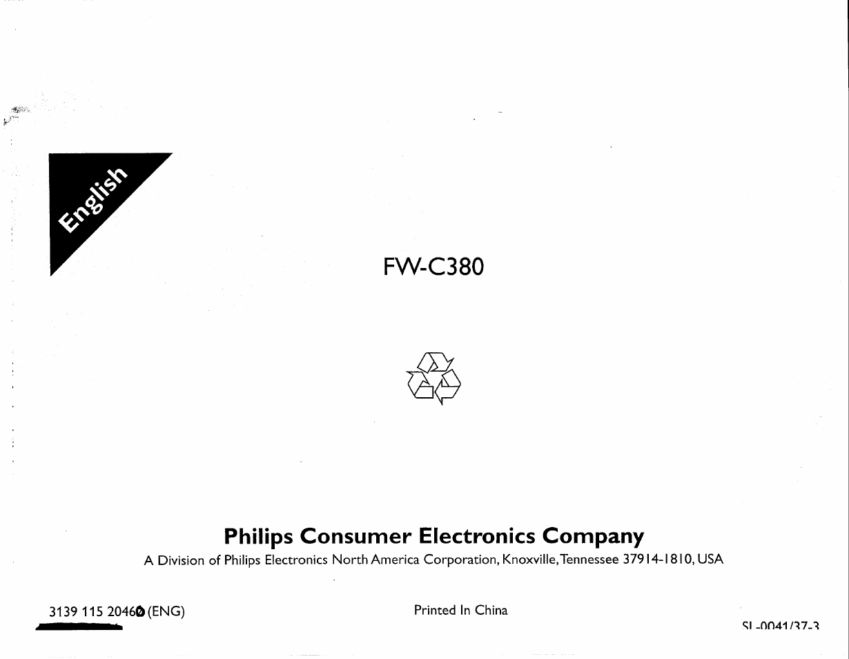 Fw-c380, Philips consumer electronics company | Philips FWC380 User Manual | Page 59 / 180