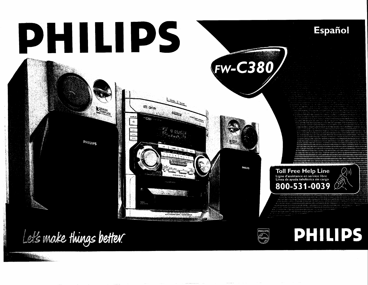 Philips, Toll free help line q, Fw-c380 | Philips FWC380 User Manual | Page 61 / 180