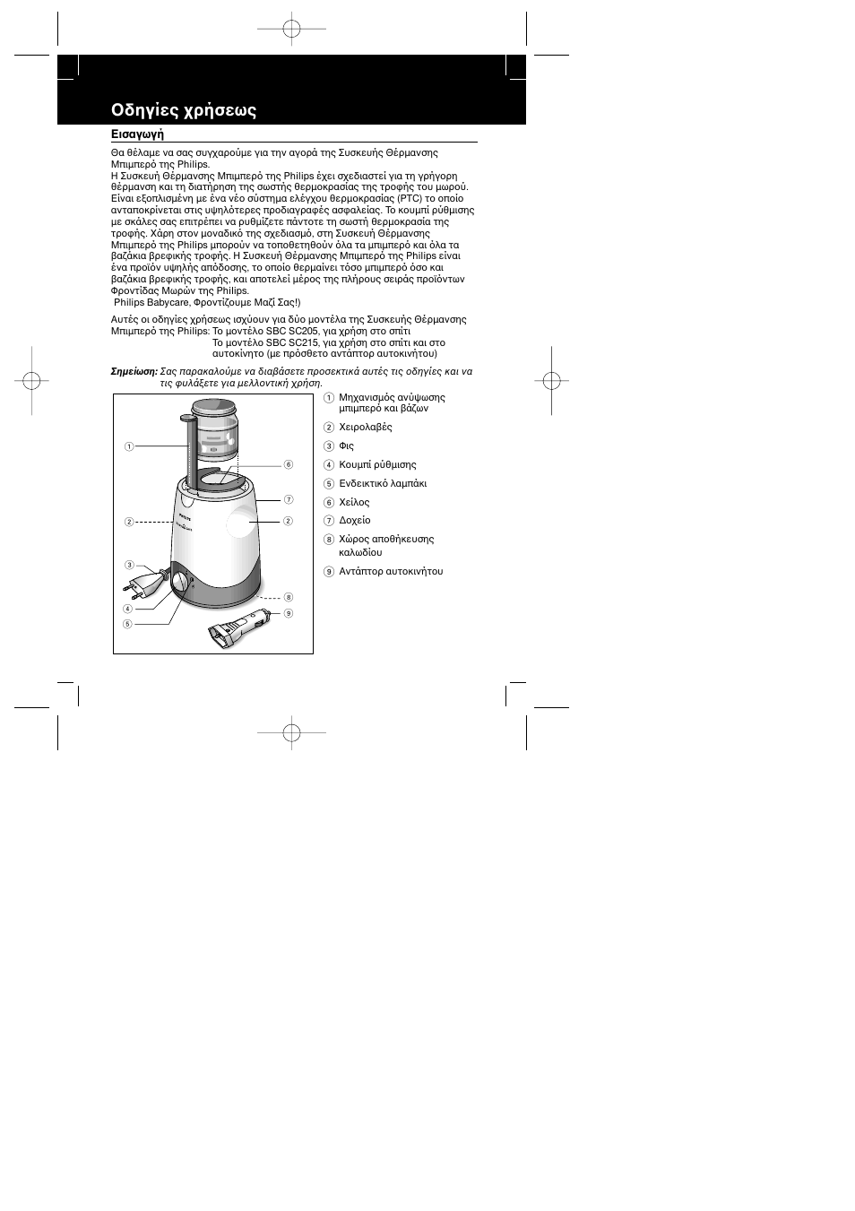 Δηγίες ρήσεως, Εισαγωγή | Philips SBC SC215 User Manual | Page 37 / 63