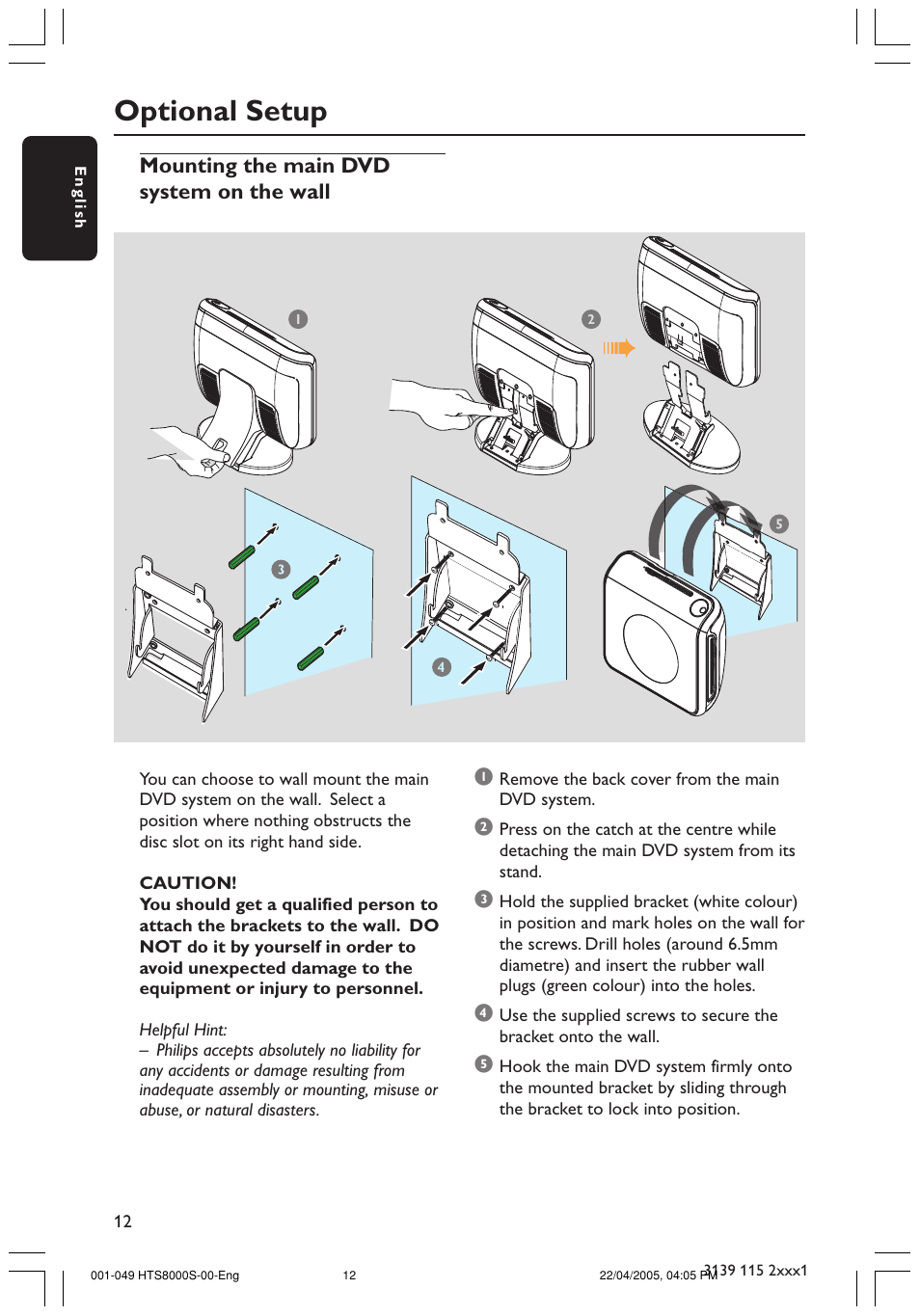 Optional setup | Philips HTS8000S User Manual | Page 12 / 49