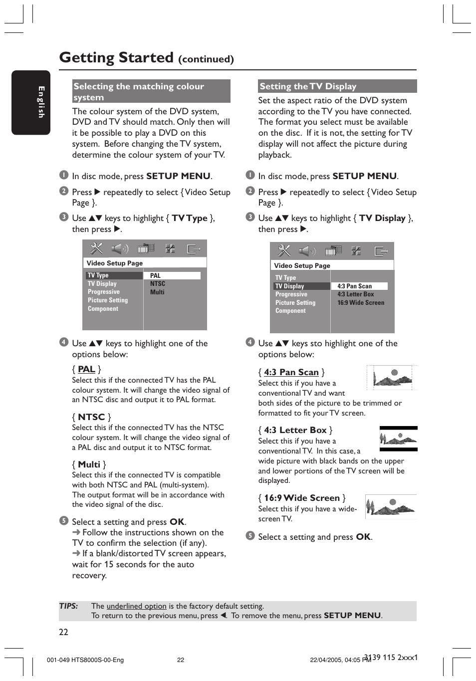 Getting started | Philips HTS8000S User Manual | Page 22 / 49