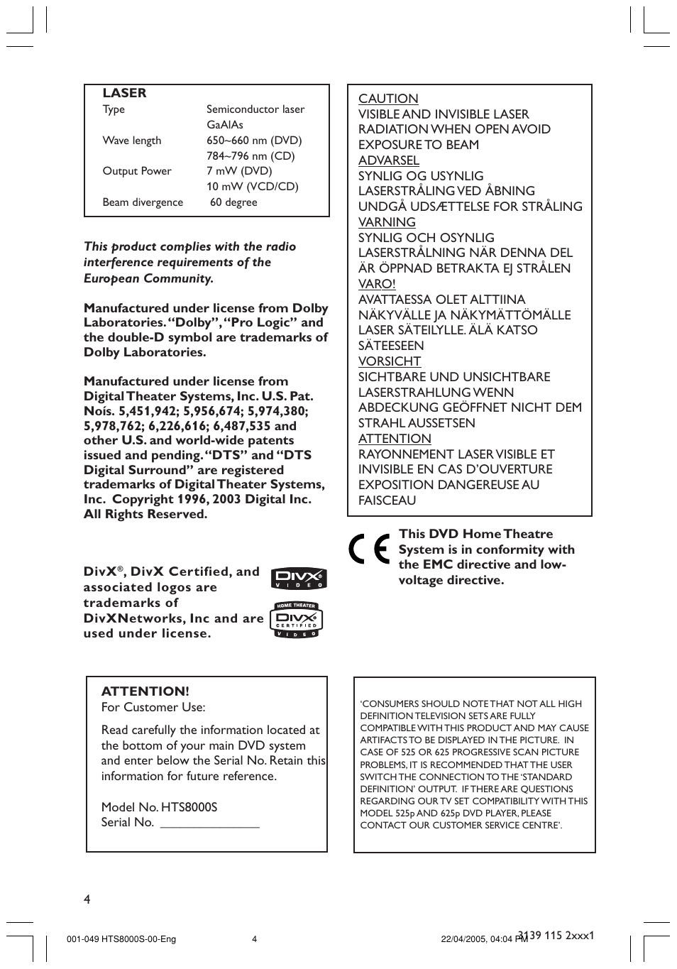 Philips HTS8000S User Manual | Page 4 / 49