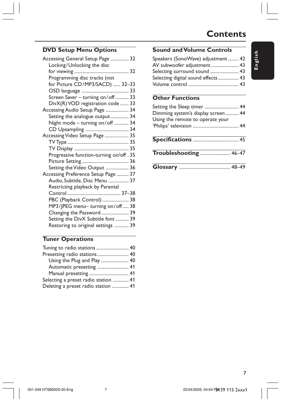 Philips HTS8000S User Manual | Page 7 / 49