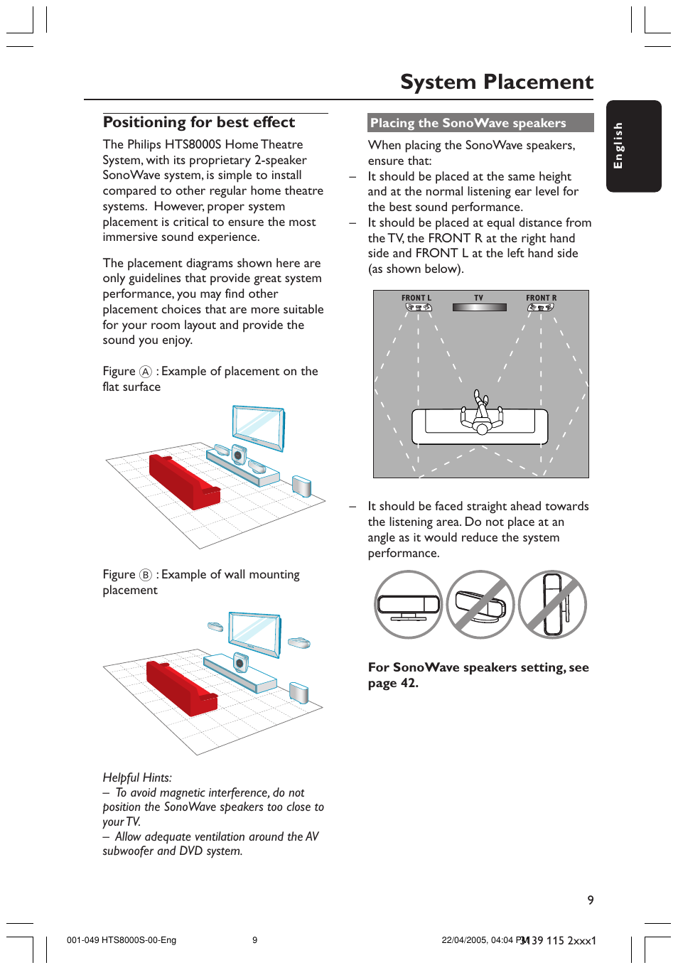 System placement, Positioning for best effect | Philips HTS8000S User Manual | Page 9 / 49