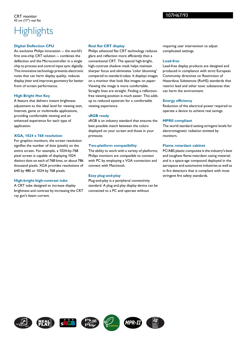 Highlights | Philips 107H67 User Manual | Page 2 / 3