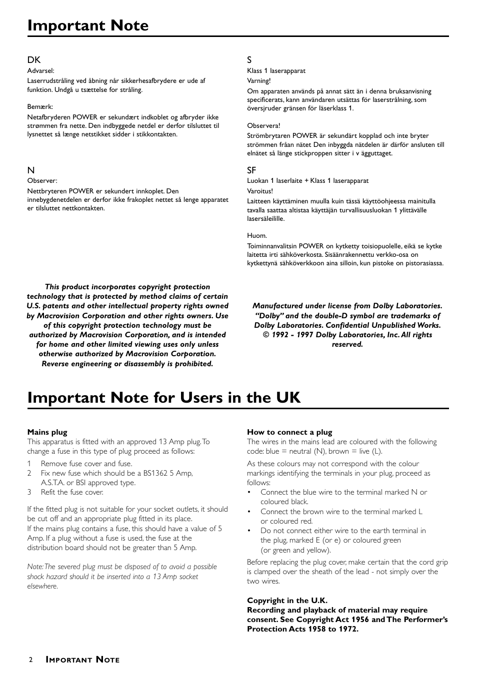 Philips DVD951 User Manual | Page 2 / 24