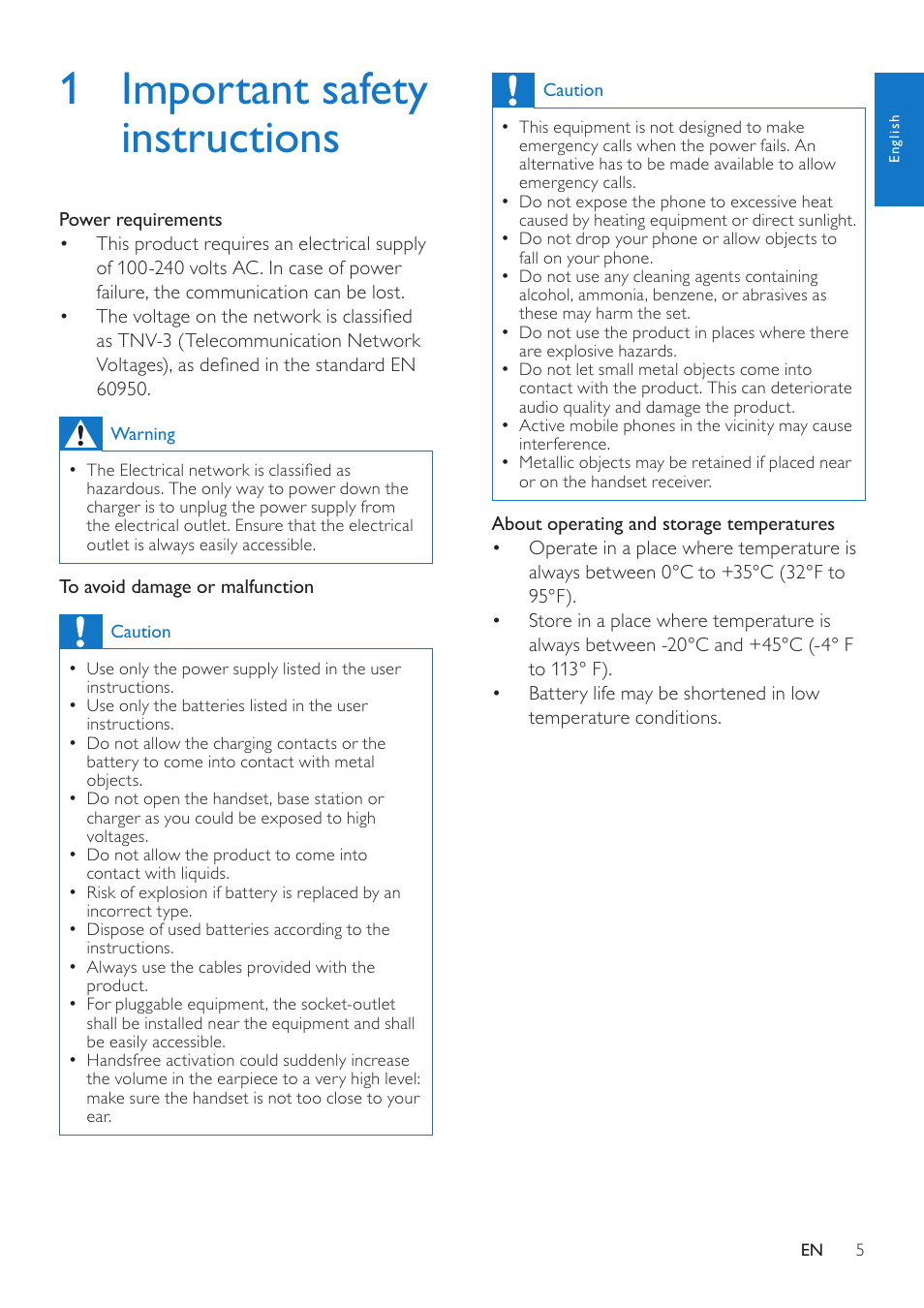 1 important safety instructions | Philips CD285 User Manual | Page 5 / 40