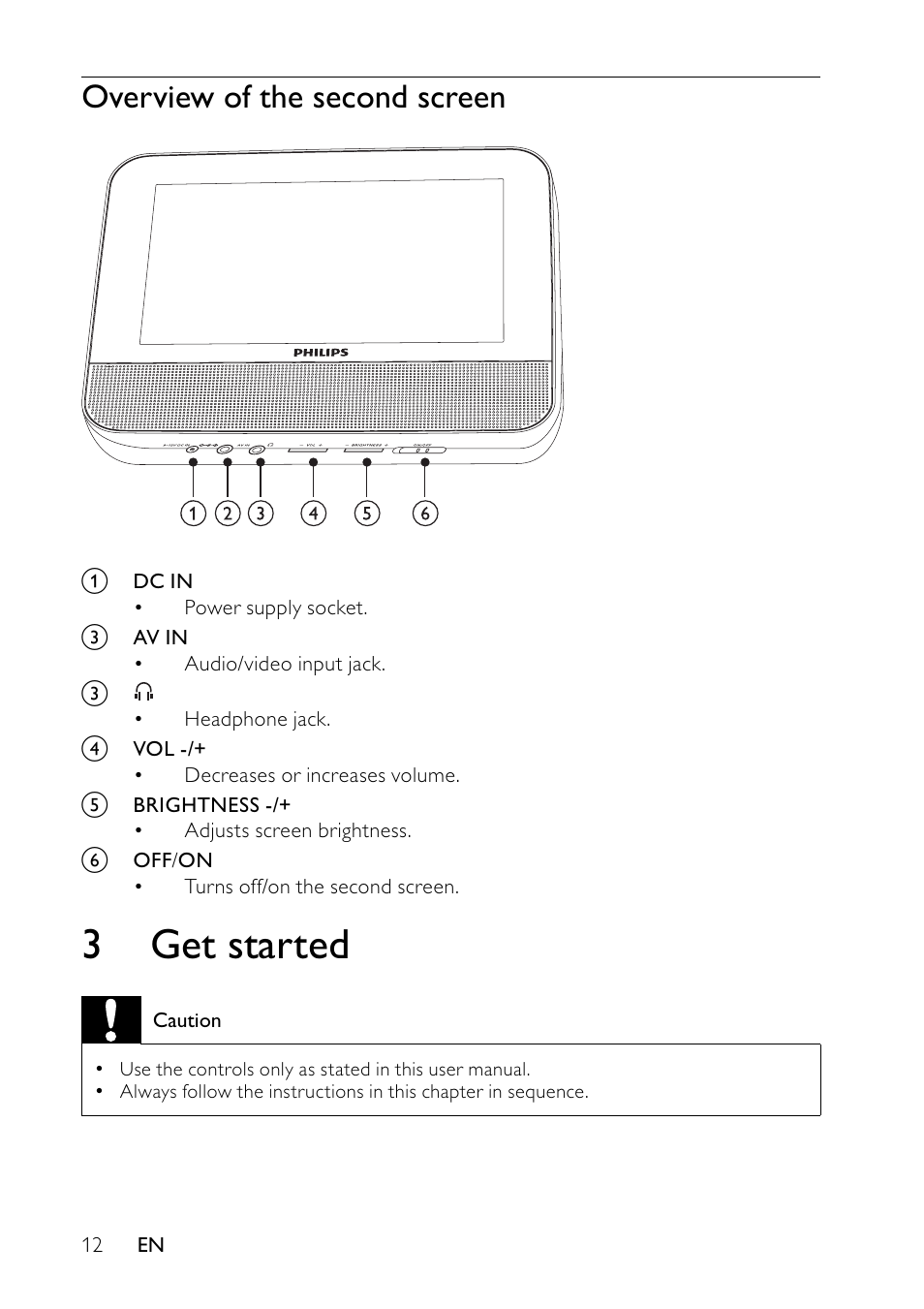 3 get started, Overview of the second screen | Philips PET7432 User Manual | Page 11 / 22