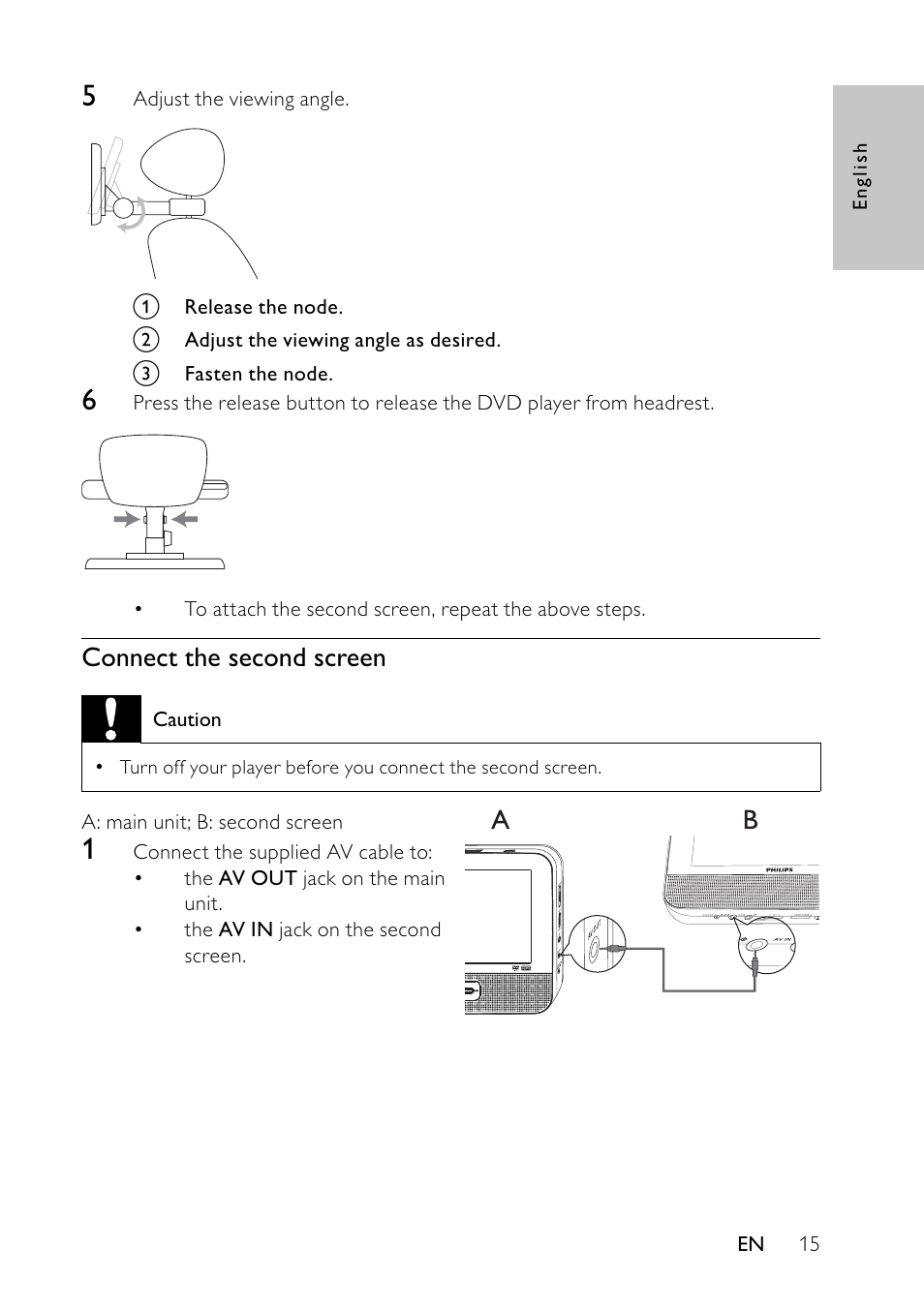 Connect the second screen | Philips PET7432 User Manual | Page 14 / 22