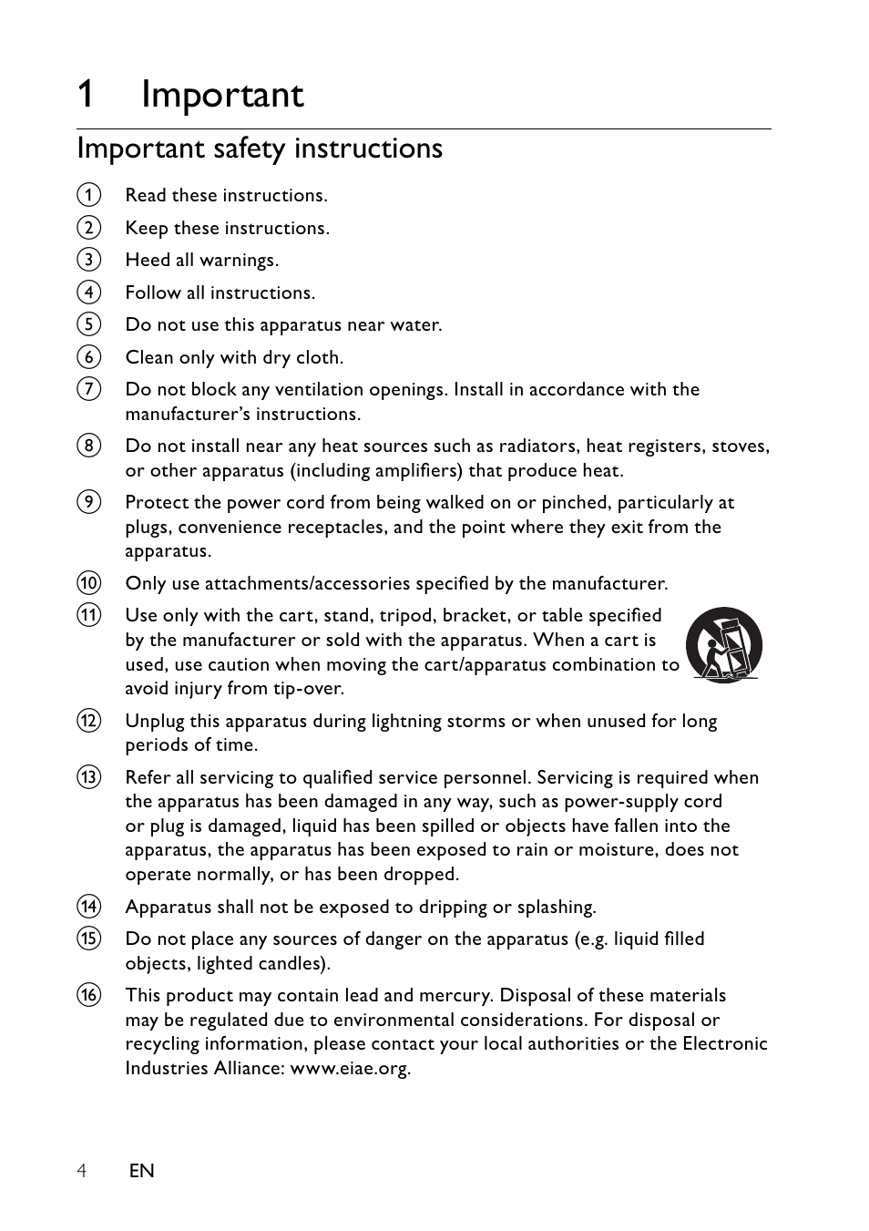 1 important, Important safety instructions | Philips PET7432 User Manual | Page 3 / 22
