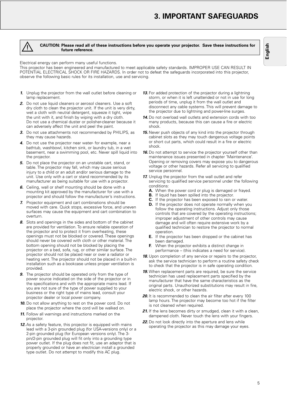 Important safeguards | Philips Hopper 20 series User Manual | Page 5 / 22