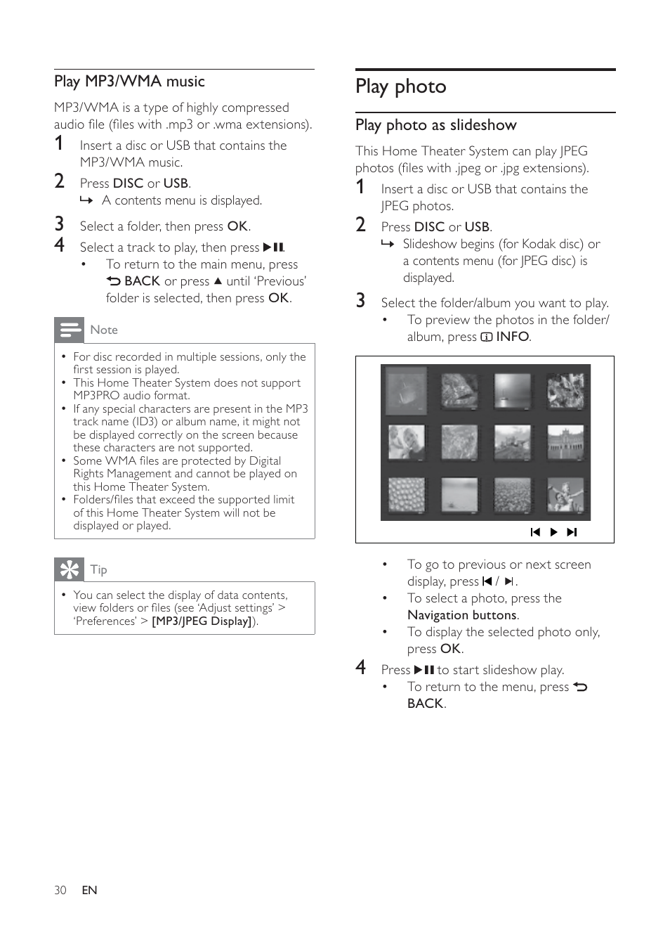 Play photo | Philips HTS6520/93 User Manual | Page 30 / 51