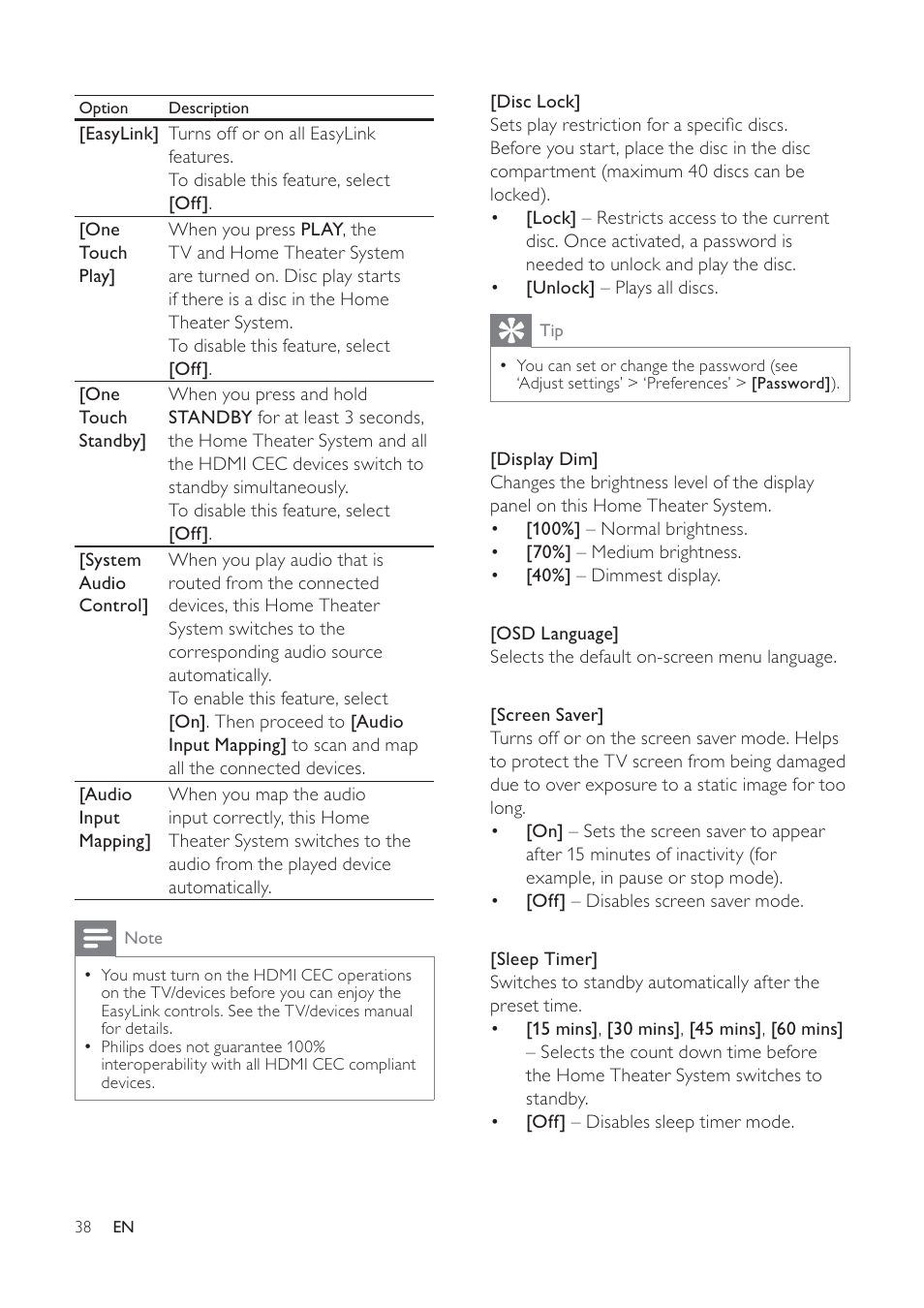 Philips HTS6520/93 User Manual | Page 38 / 51