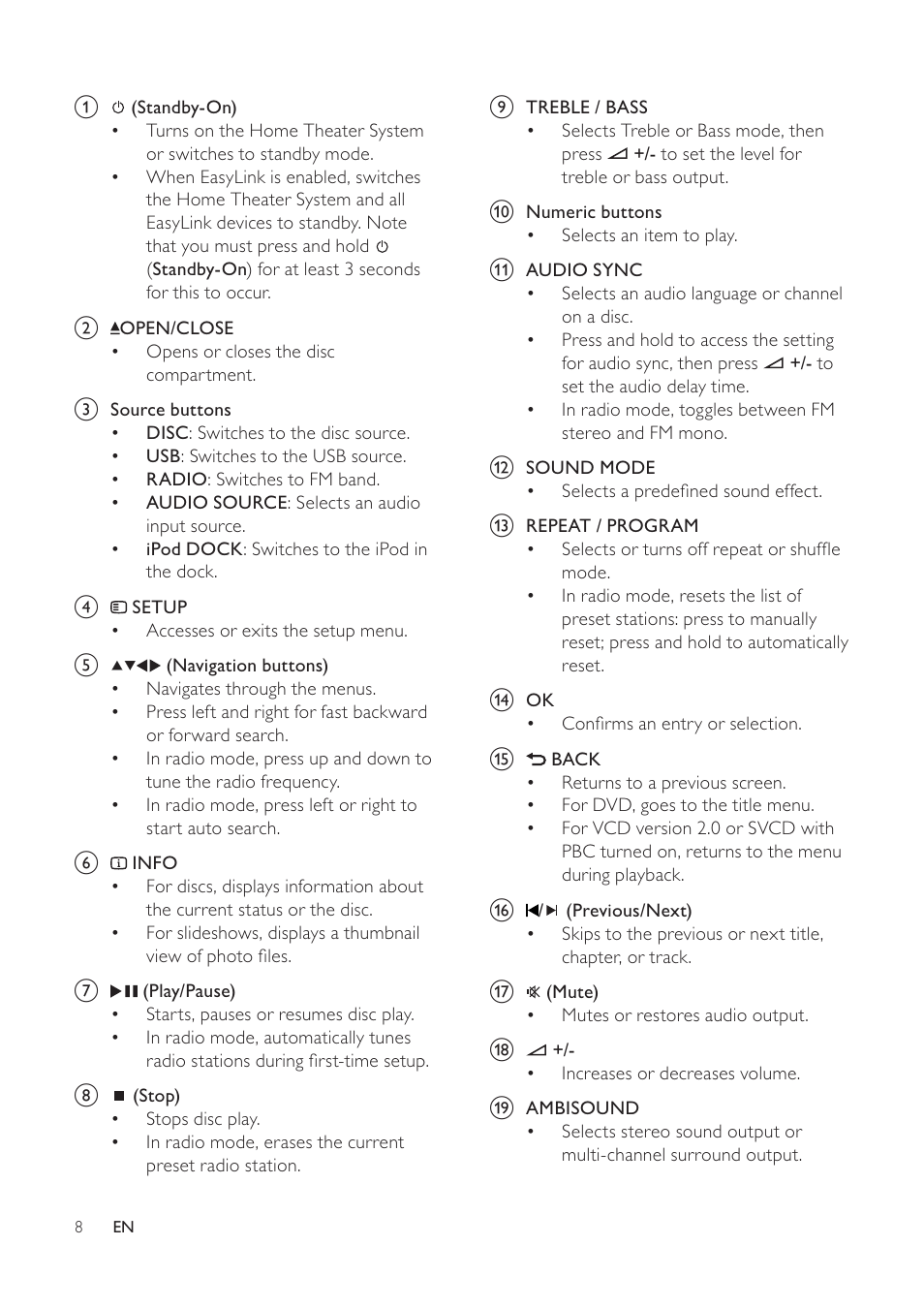 Philips HTS6520/93 User Manual | Page 8 / 51