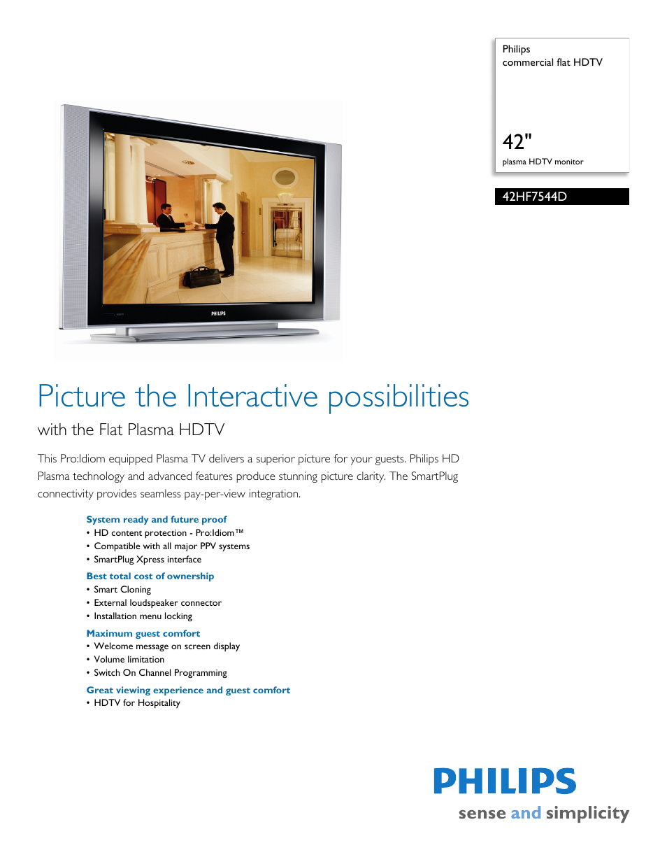 Philips 42HF7544D User Manual | 2 pages