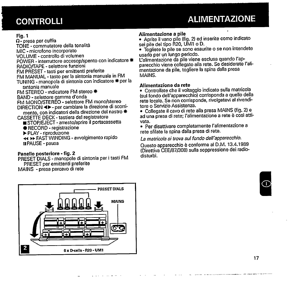 Alimentazione, Controlli alimentazione | Philips AQ 5414 User Manual | Page 6 / 15