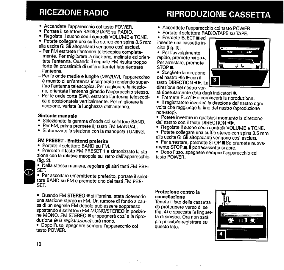 Riproduzione cassetta, Ricezione radio riproduzione cassetta | Philips AQ 5414 User Manual | Page 7 / 15