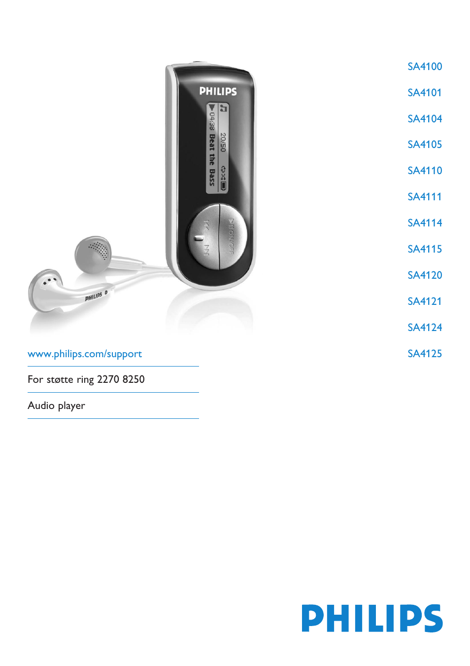 Philips AUDIO PLAYER SA4101 User Manual | 16 pages