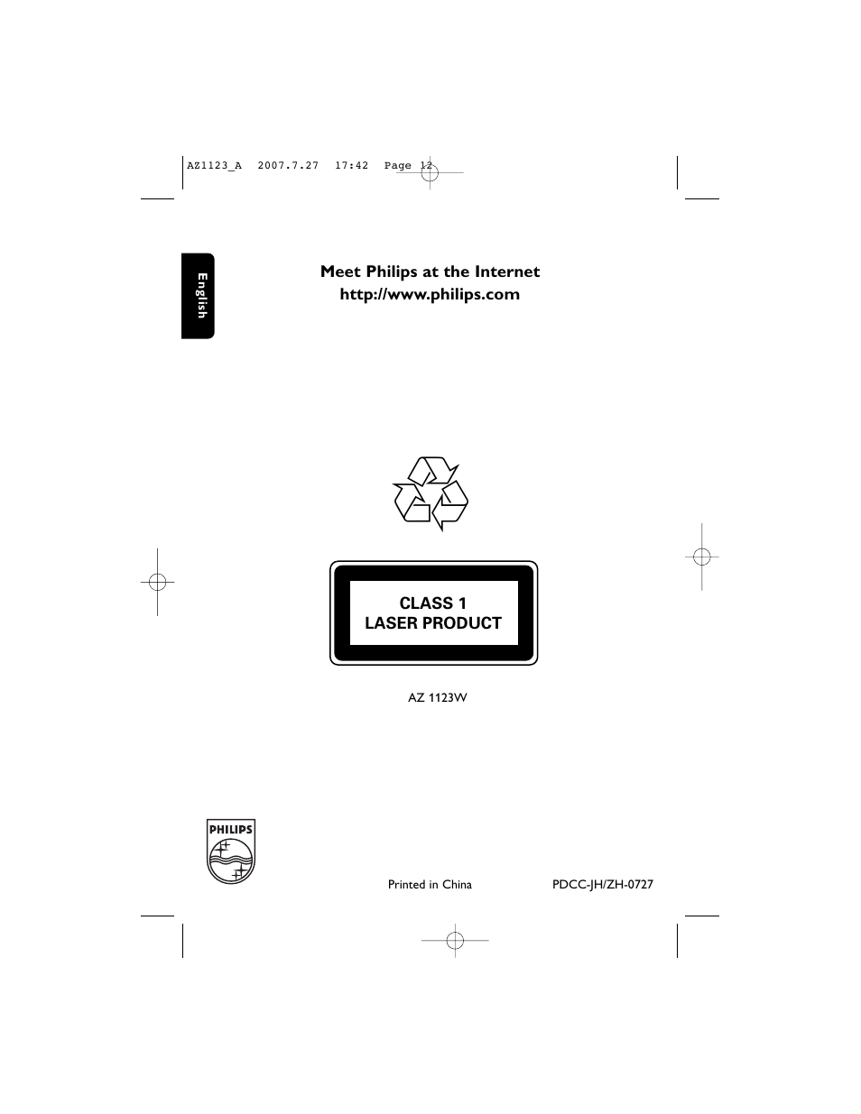 Philips AZ1123WCD User Manual | Page 12 / 12