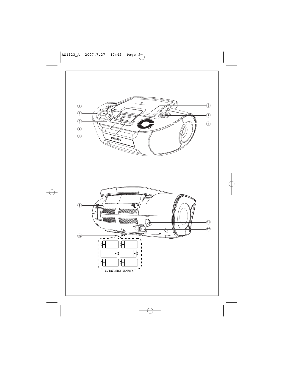 Philips AZ1123WCD User Manual | Page 2 / 12