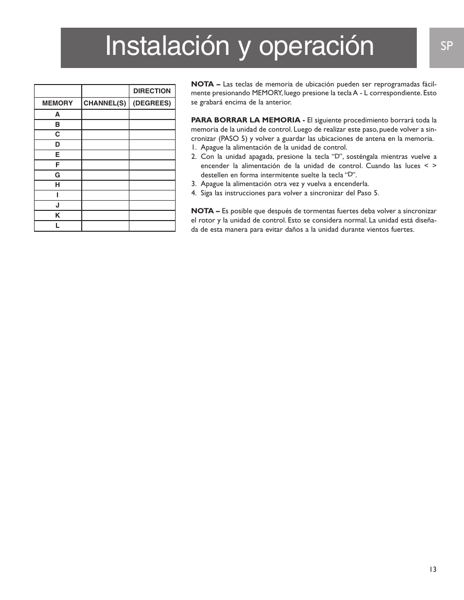 Instalación y operación | Philips Sdw1850/17 User Manual | Page 13 / 16