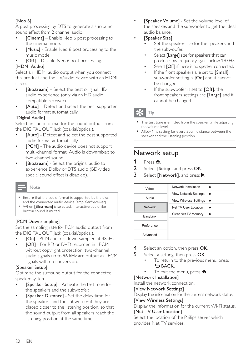 Network setup | Philips BDP7500 MK II User Manual | Page 21 / 50