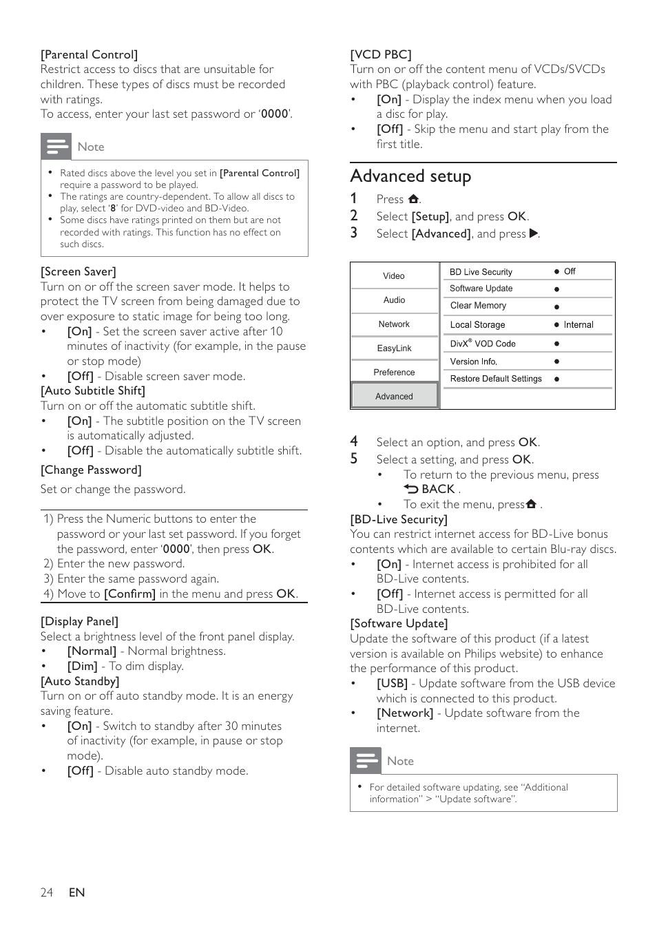 Advanced setup | Philips BDP7500 MK II User Manual | Page 23 / 50