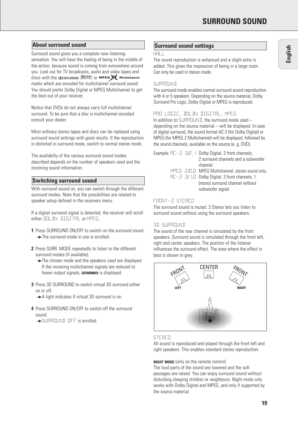 Surround sound | Philips FR970 User Manual | Page 19 / 24