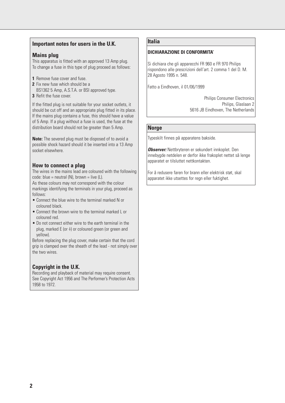 Philips FR970 User Manual | Page 2 / 24