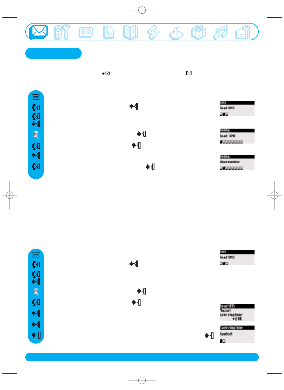 Read sms | Philips DECT515 User Manual | Page 23 / 67